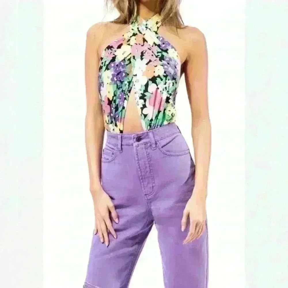 AFRM Rosa Bodysuit in Neon Garden size XS - Picture 2 of 11